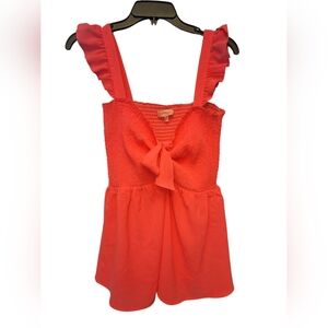 Neon Pink Sleeveless Ruffle Top